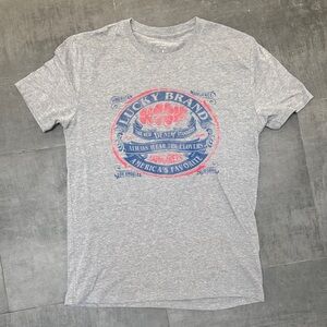 Lucky Brand Gray, Blue and Red Graphic Tee